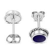 6pairs, Lapis Lazuli Round Stud Silver Earrings - e369